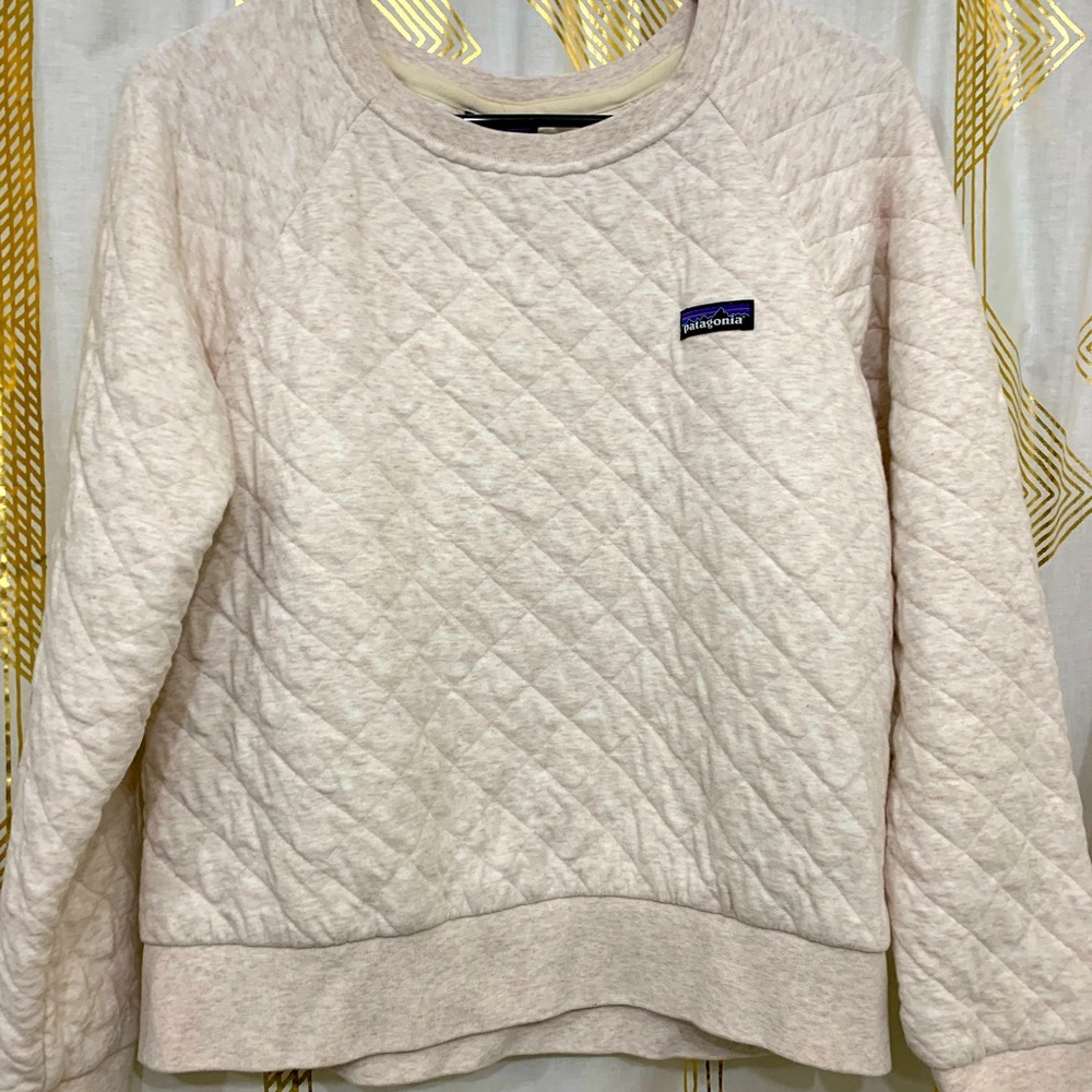 Patagonia Women’s Crewneck Medium Quilted Fleece Off White Organic Cotton